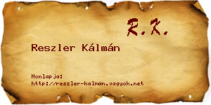 Reszler Kálmán névjegykártya